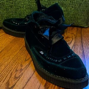 TUK velvet dark green creeper ankle boots